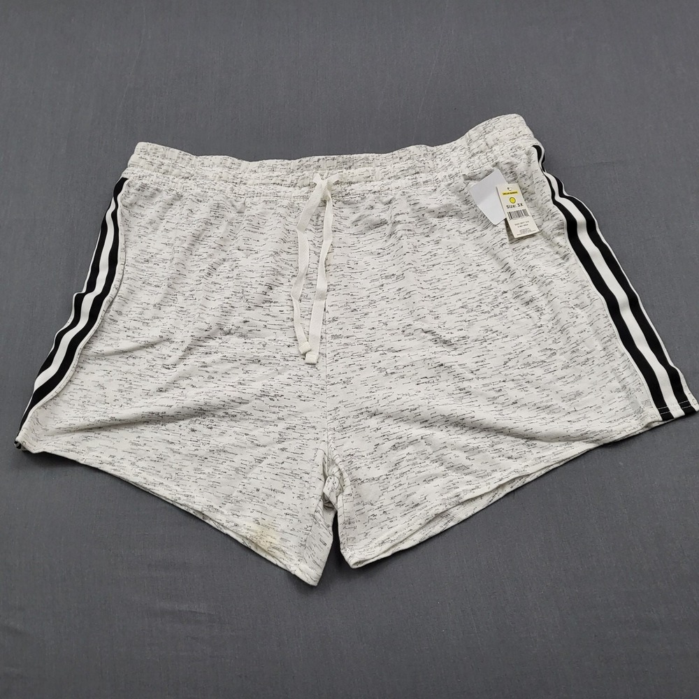 Bobbie Brooks Plus Size 3X Athletic Shorts White Gray Space Dye Side Stripe NWT